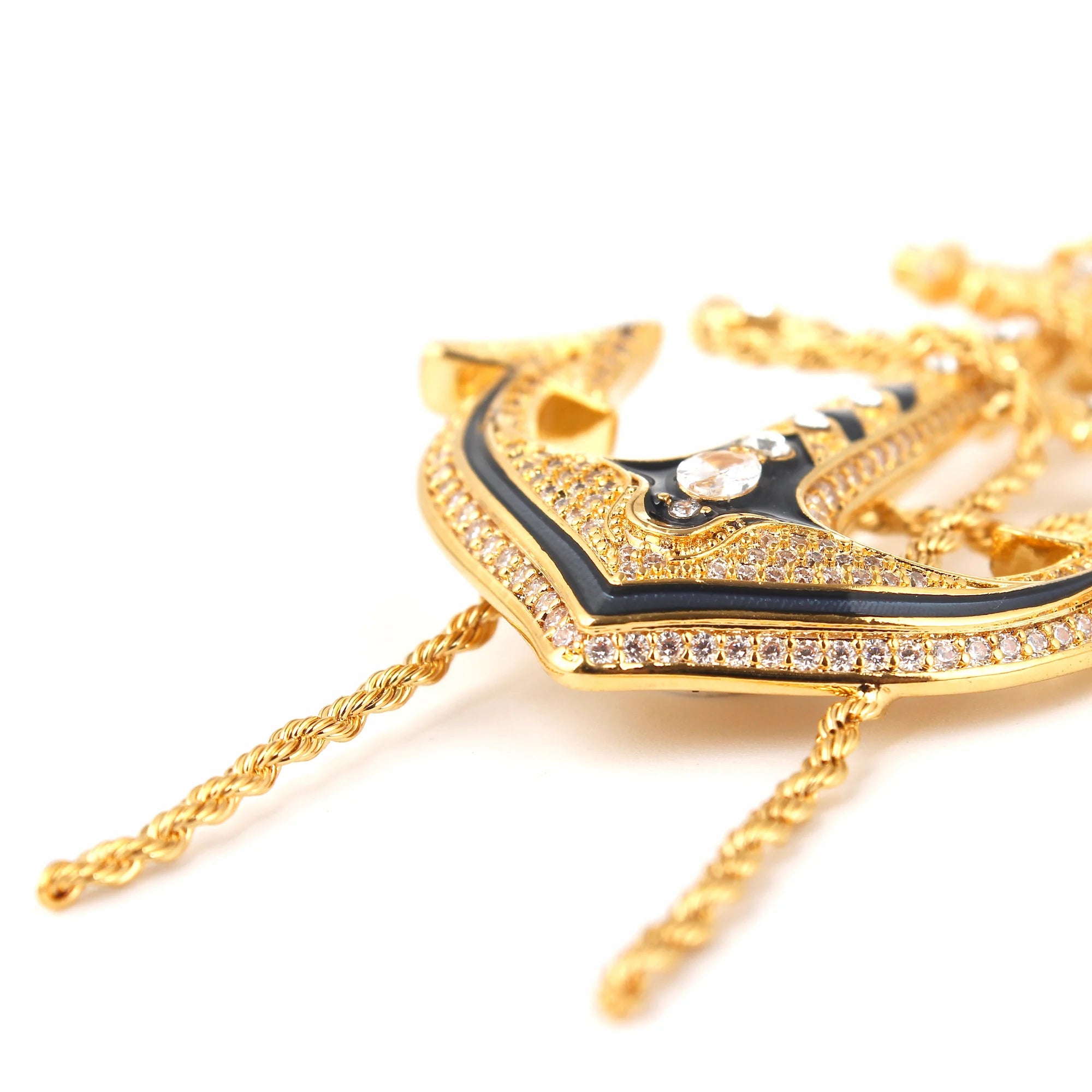 Mariner Anchor Rope & Crystal Statement Brooch