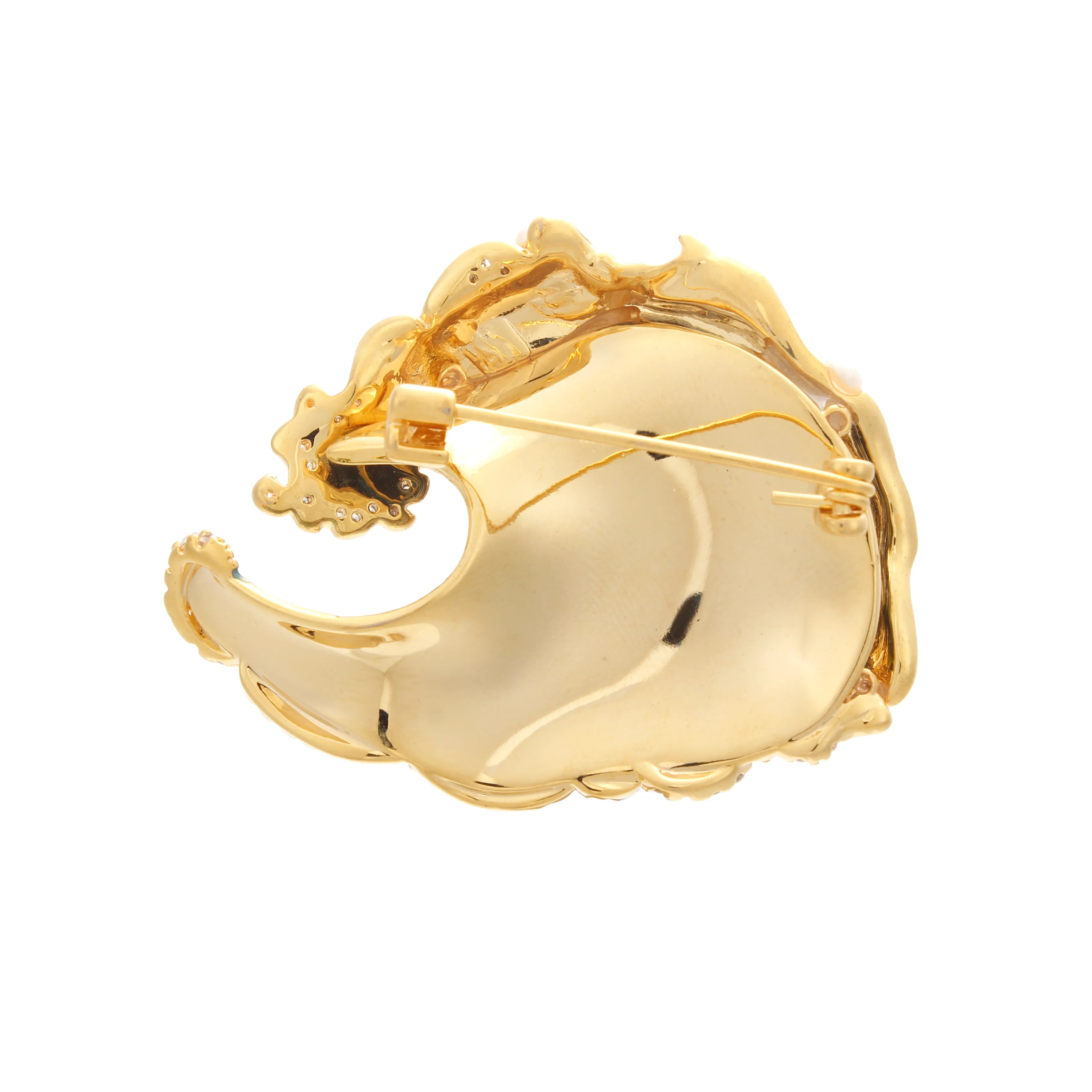 Maris Wave Brooch Pearl Crest & Enamel Ocean Swell