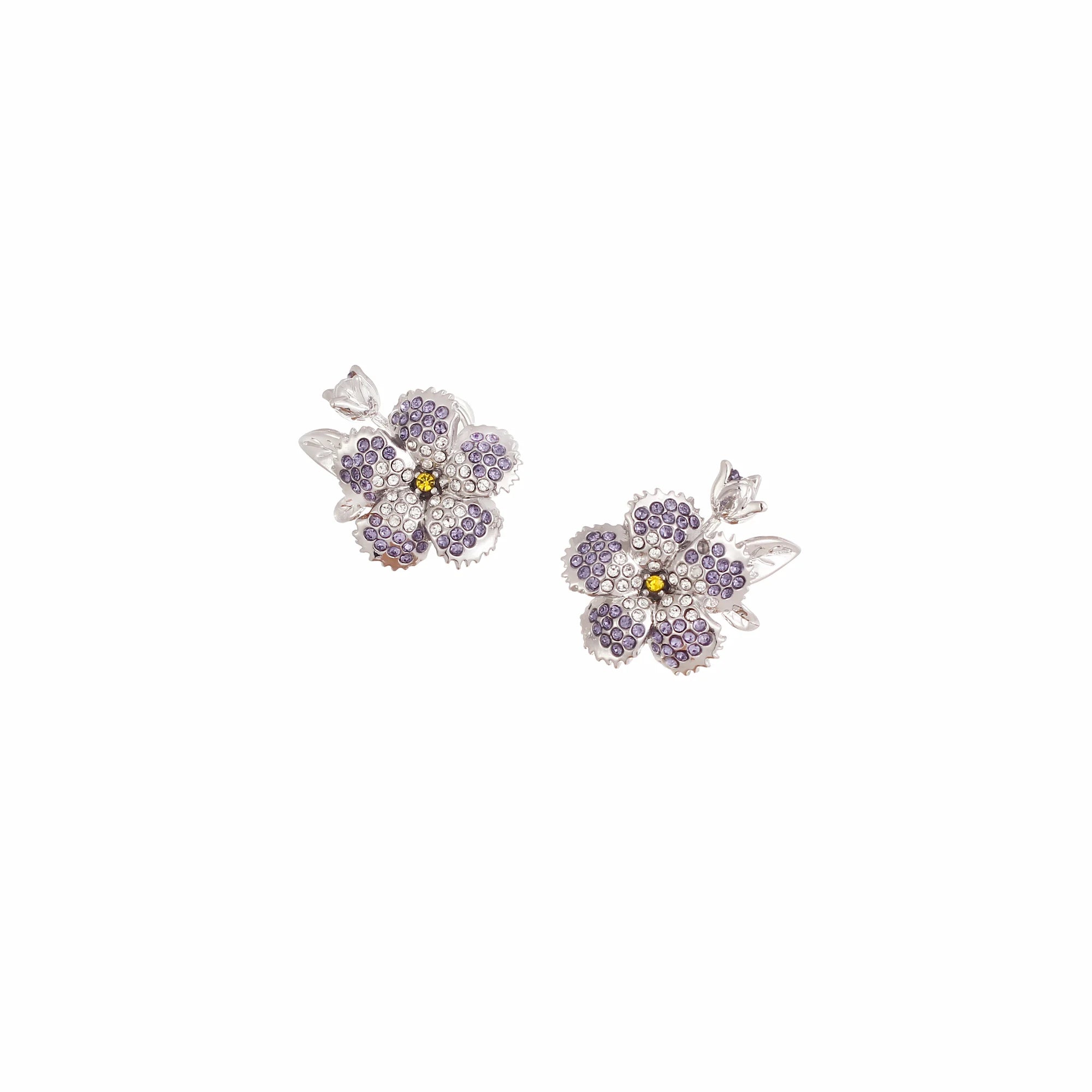 Miami Haze Earrings: Violet Bloom Crystal Stud Earrings