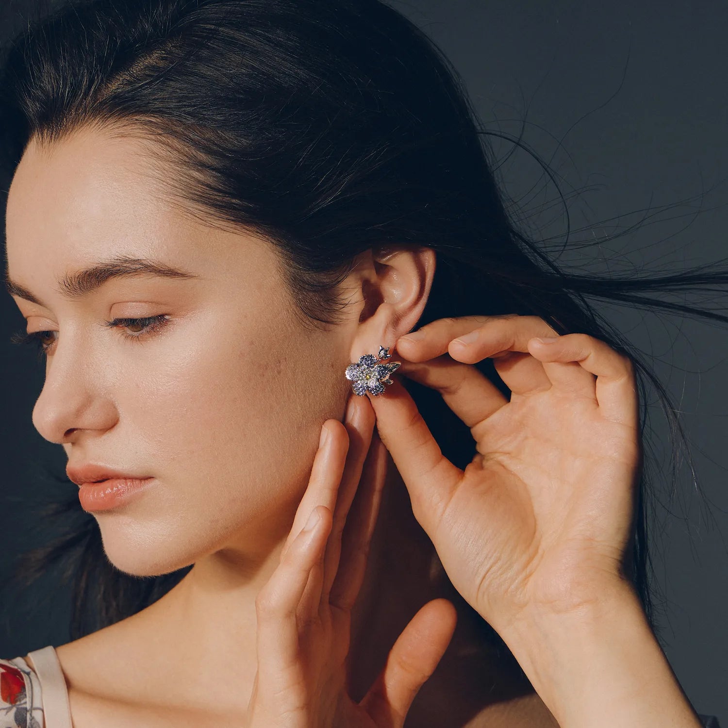 Miami Haze Earrings: Violet Bloom Crystal Stud Earrings