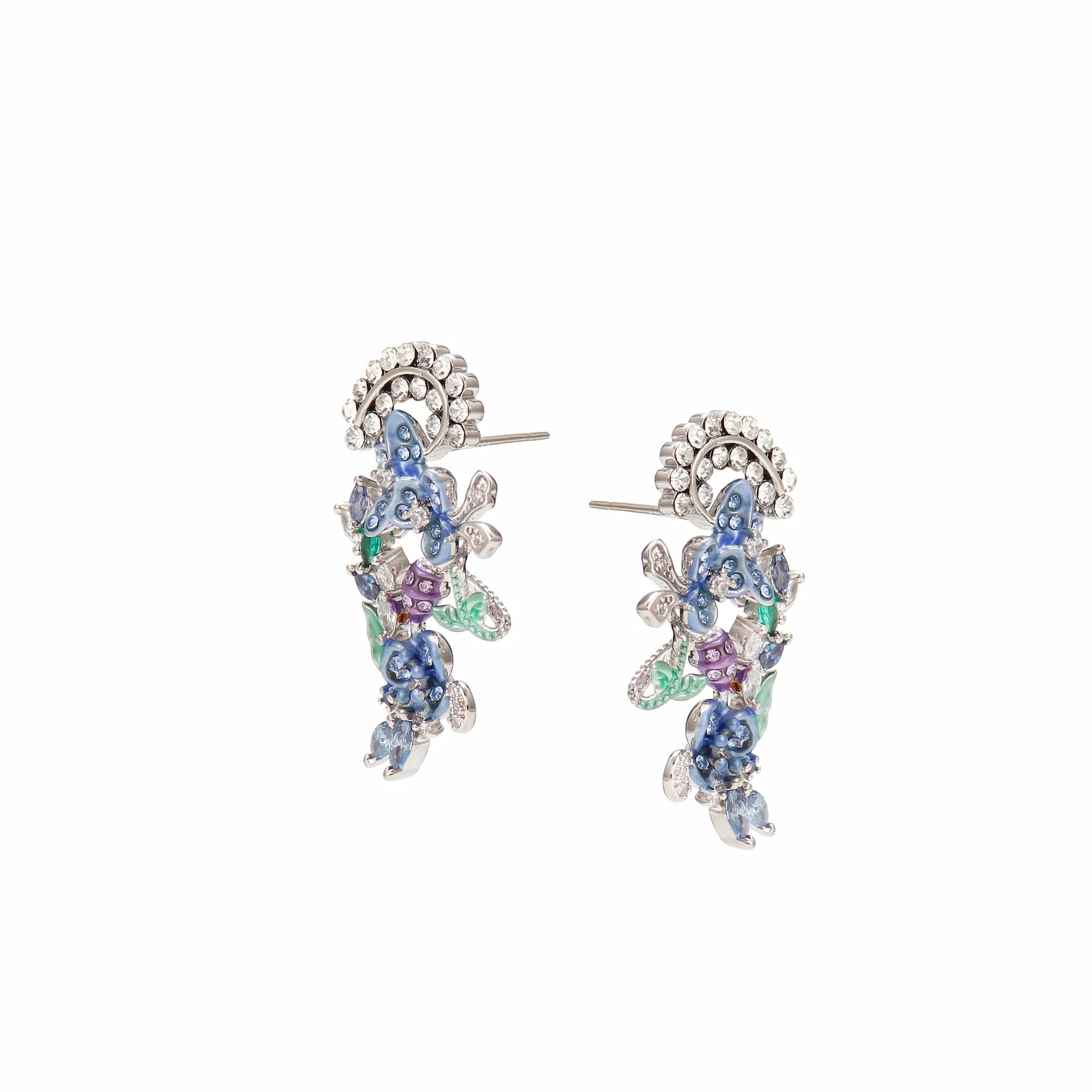 Morning Dew Garden Drop Earrings — Blue Blossom Edition