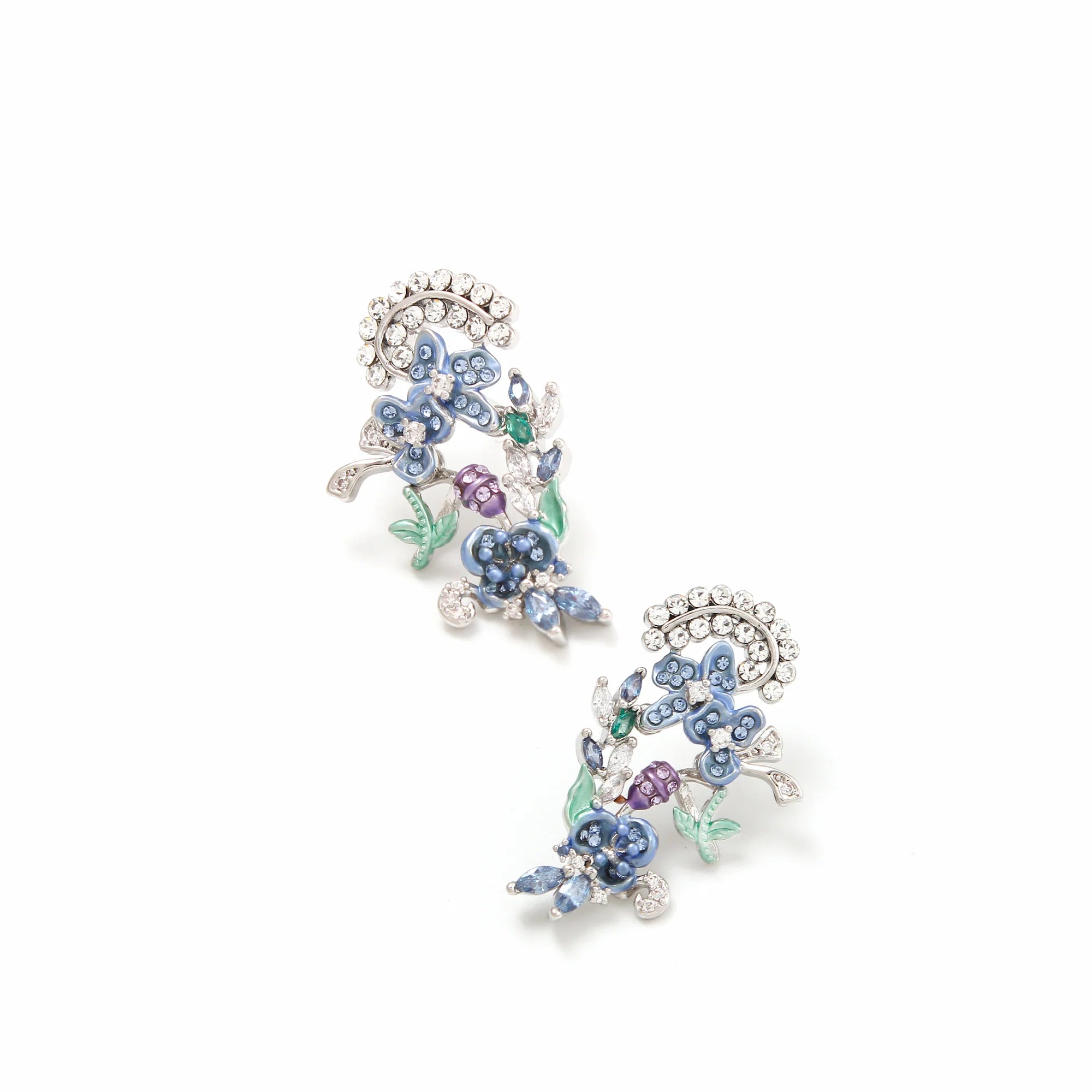 Morning Dew Garden Drop Earrings — Blue Blossom Edition