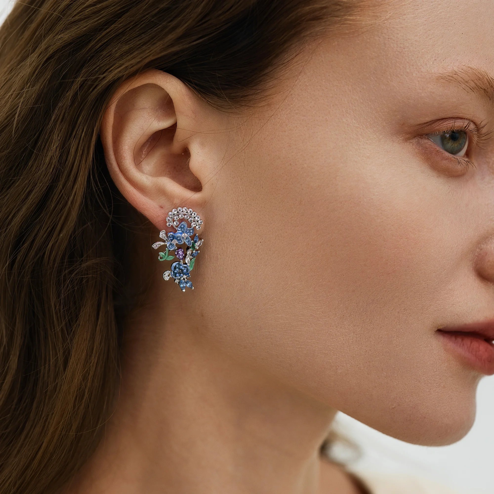 Morning Dew Garden Drop Earrings — Blue Blossom Edition