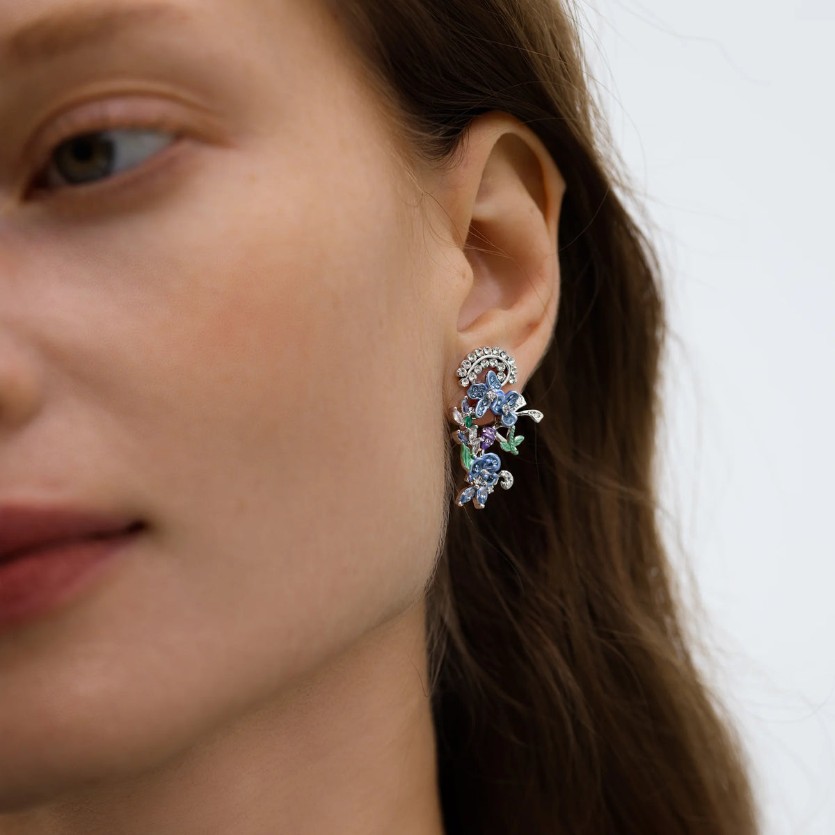 Morning Dew Garden Drop Earrings — Blue Blossom Edition