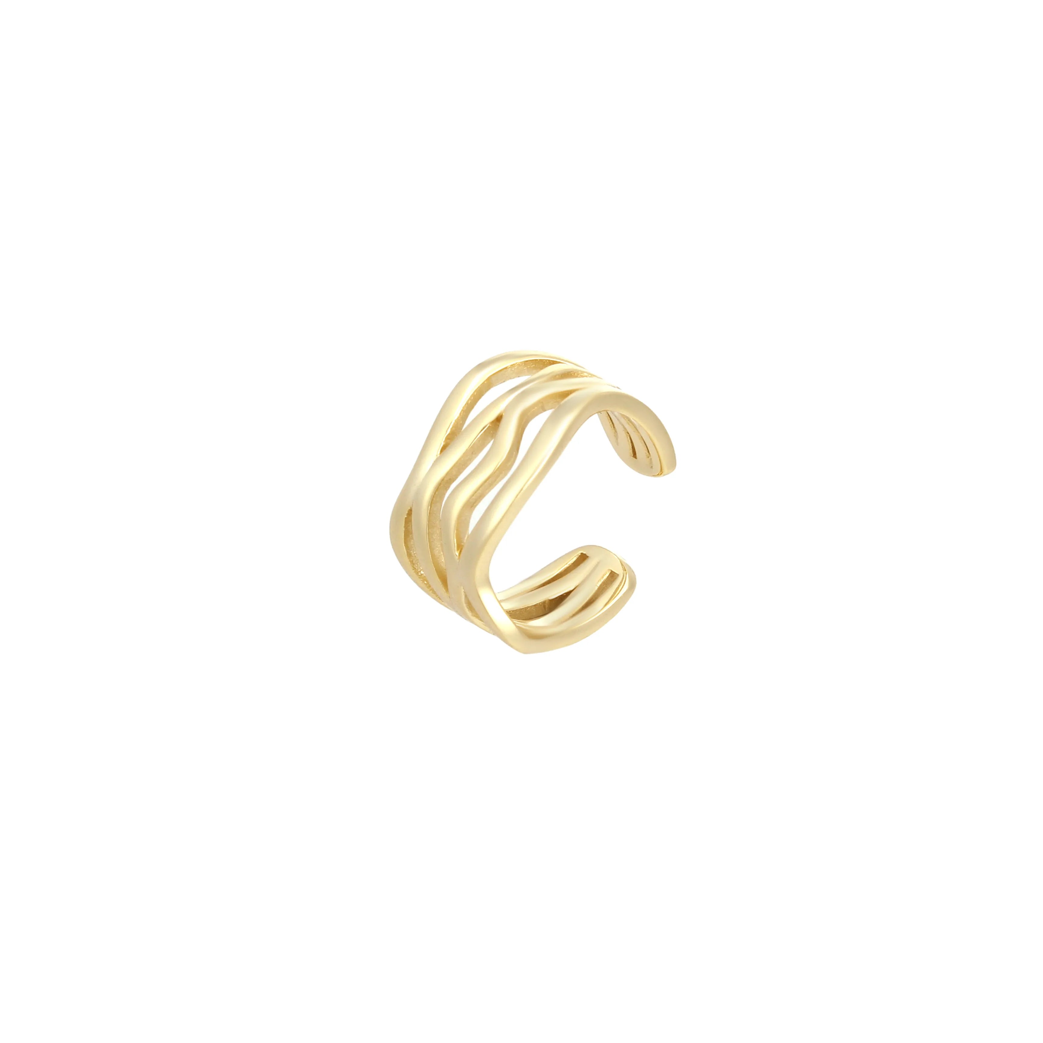 Nerida Ring Open Wave Gold Adjustable Band