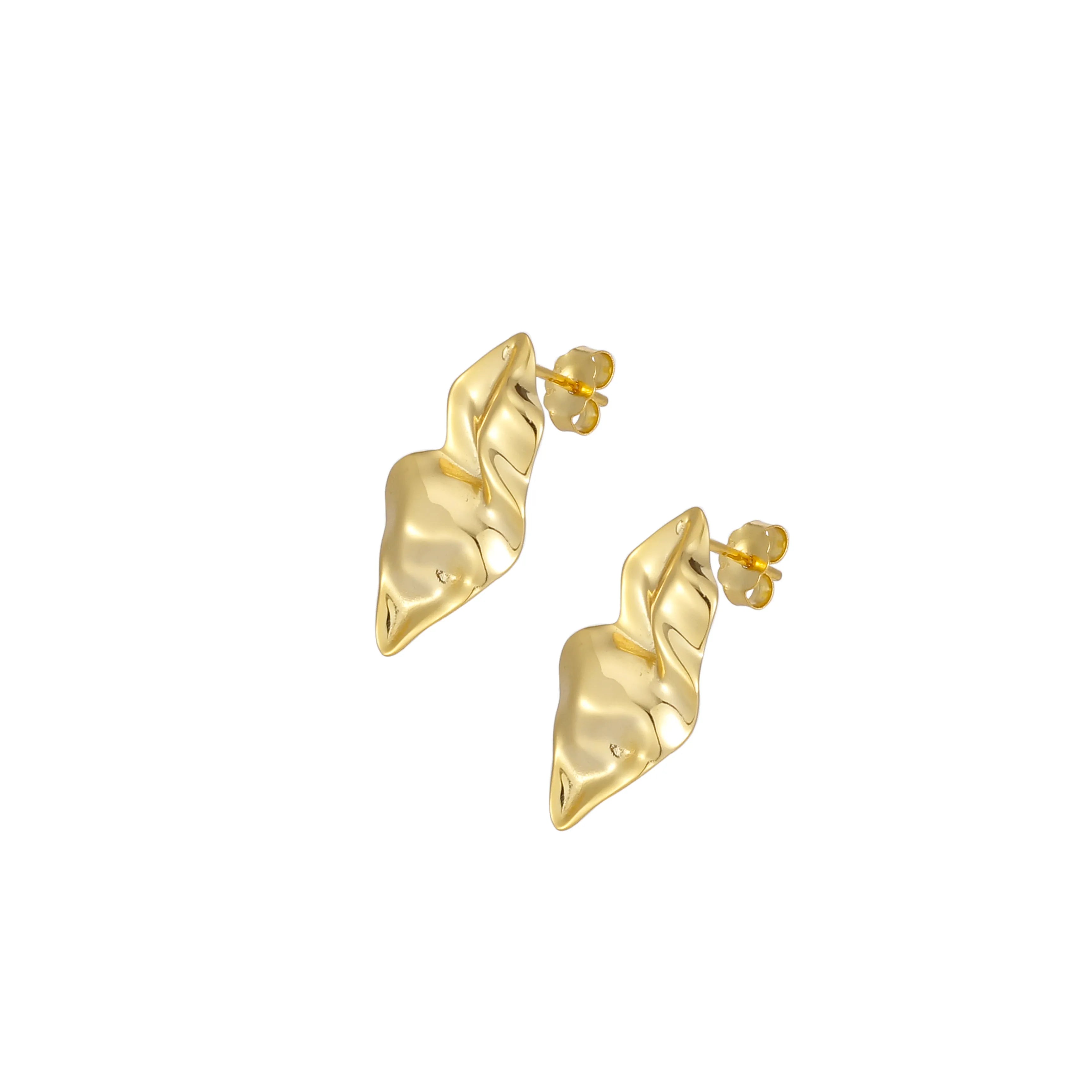 Ondina Earrings Sculptural Wave Gold Stud Earrings