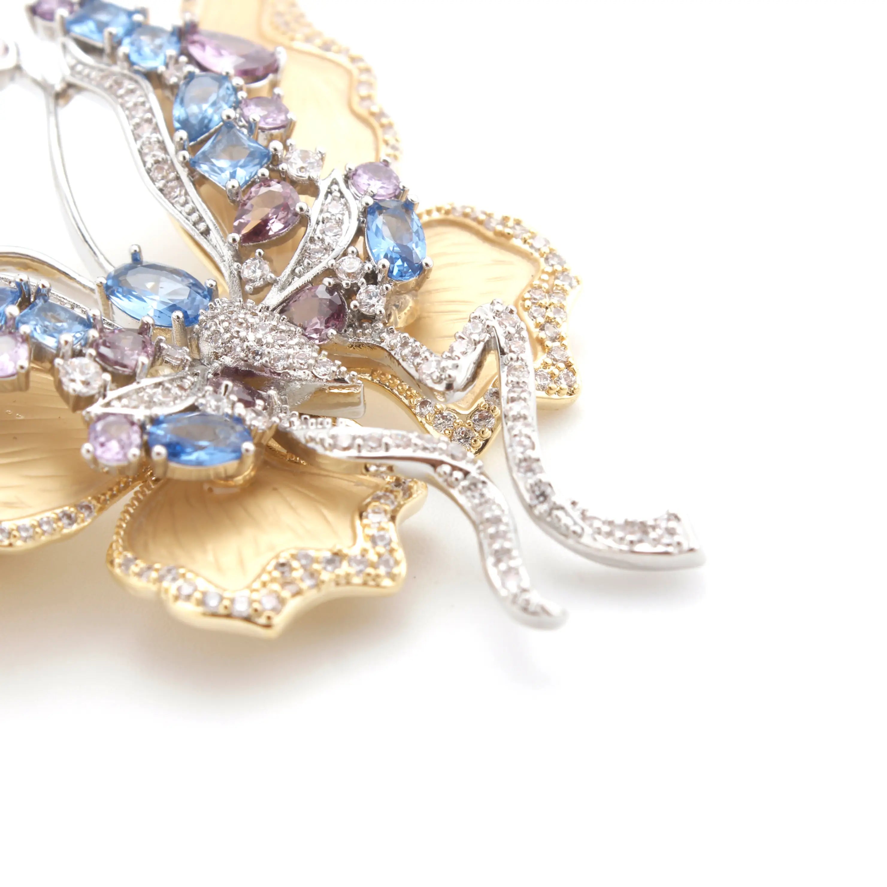 Papillon Brooch Butterfly Gemstone & Crystal Gold Brooch