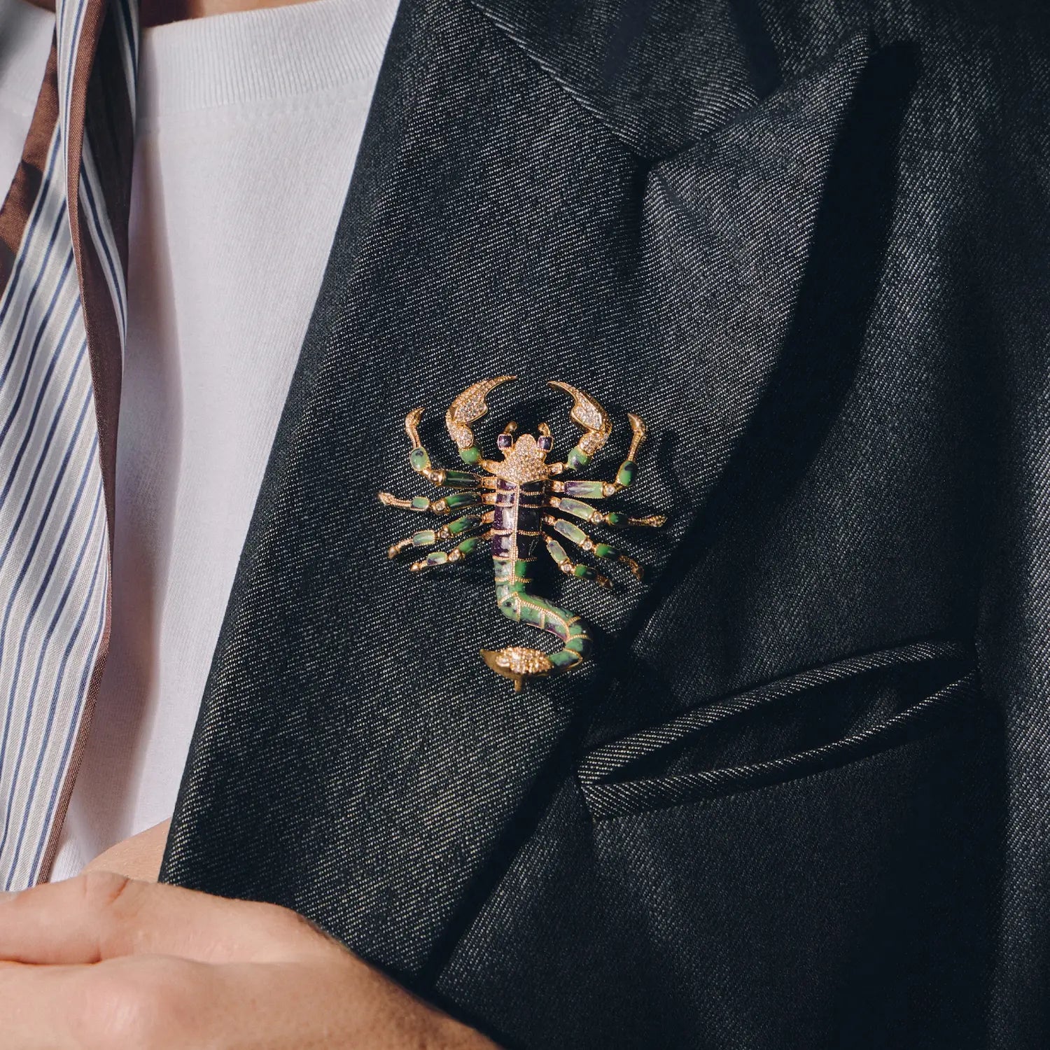Regalis Scorpion Crystal & Enamel Statement Brooch
