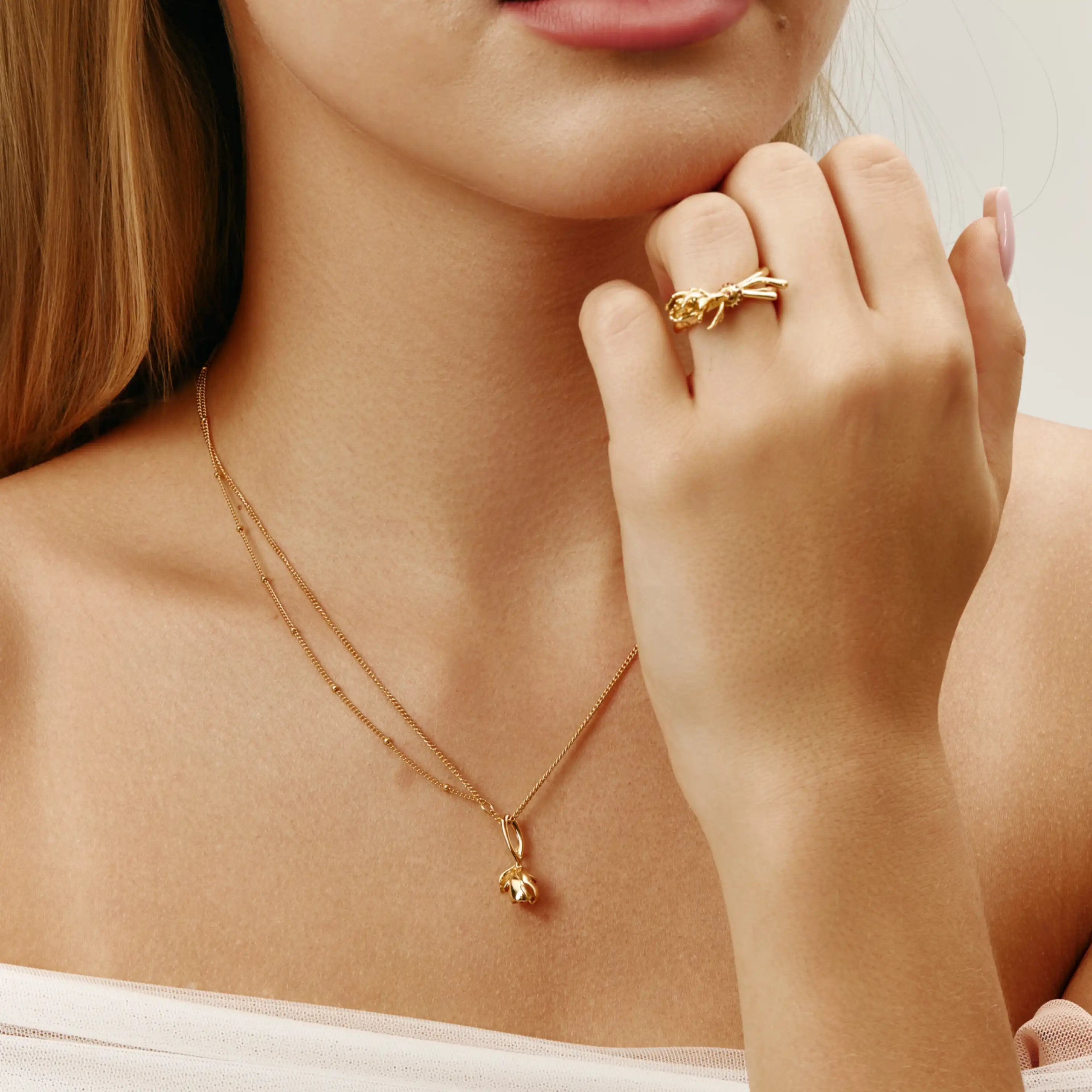 Rosa Ring Gold Rose Adjustable Statement Ring