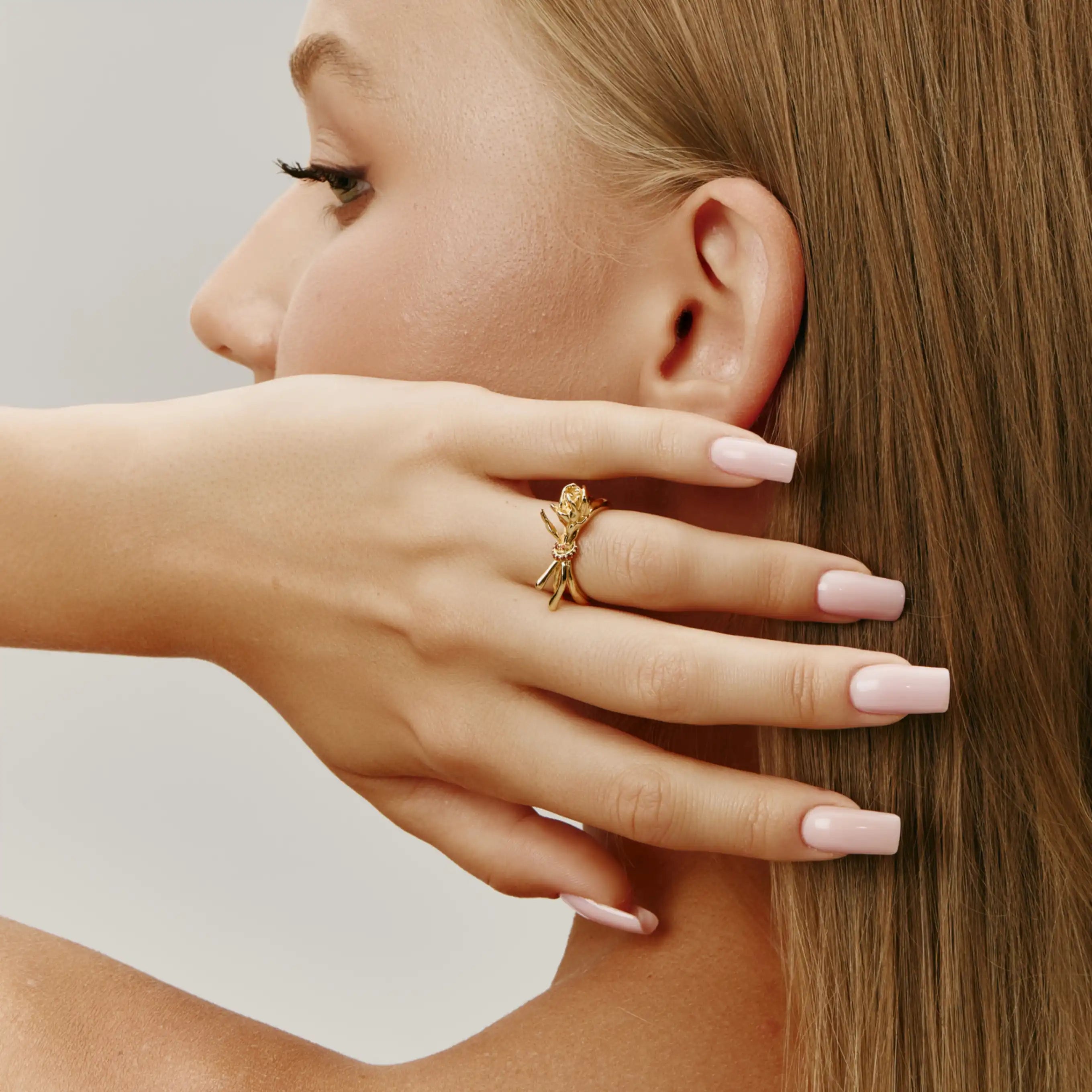 Rosa Ring Gold Rose Adjustable Statement Ring