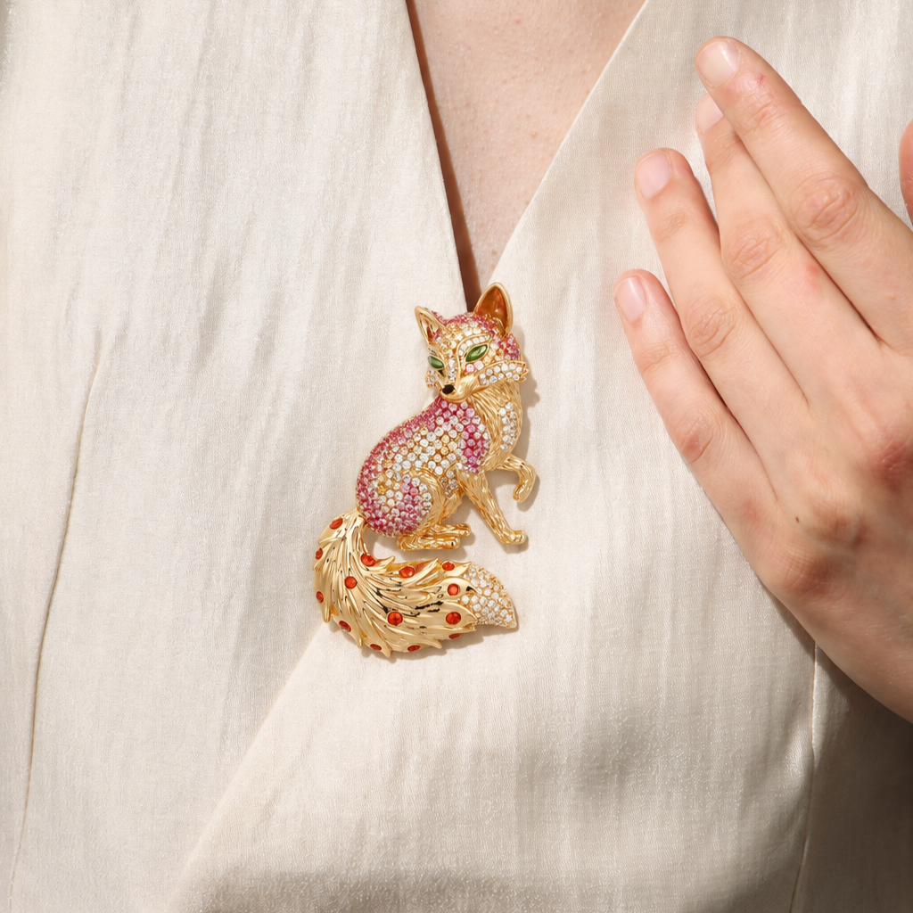Rosavera Fox Brooch: The Pink Fox of the Lost Island