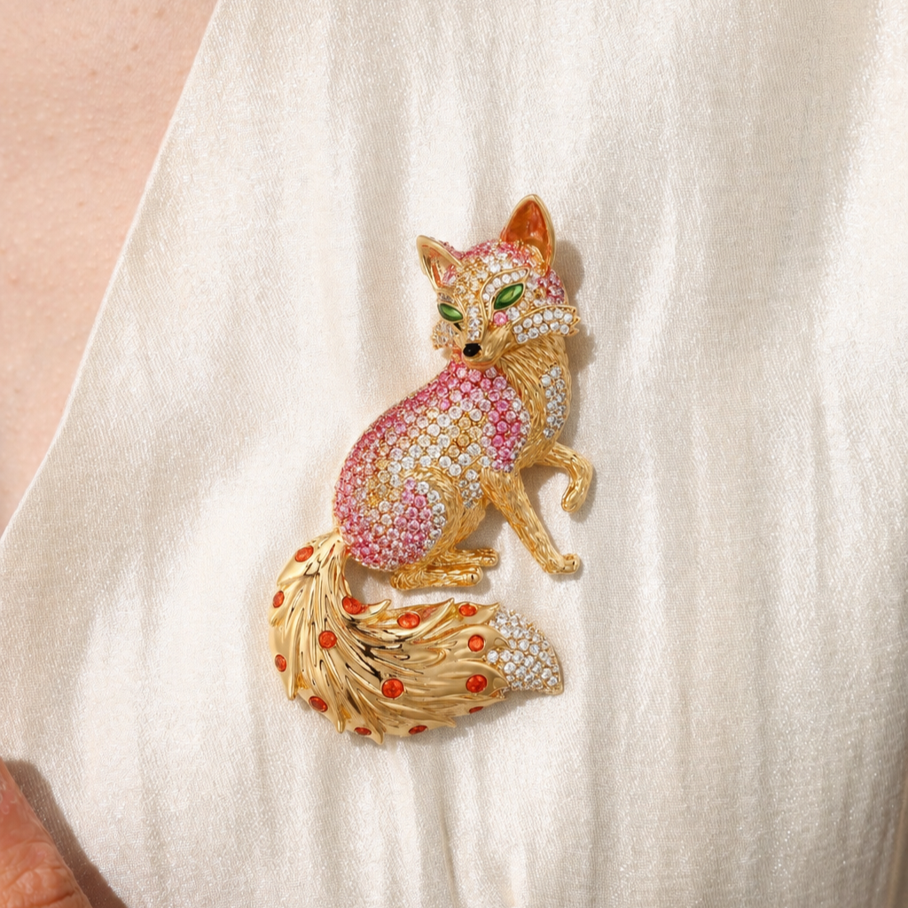 Rosavera Fox Brooch: The Pink Fox of the Lost Island