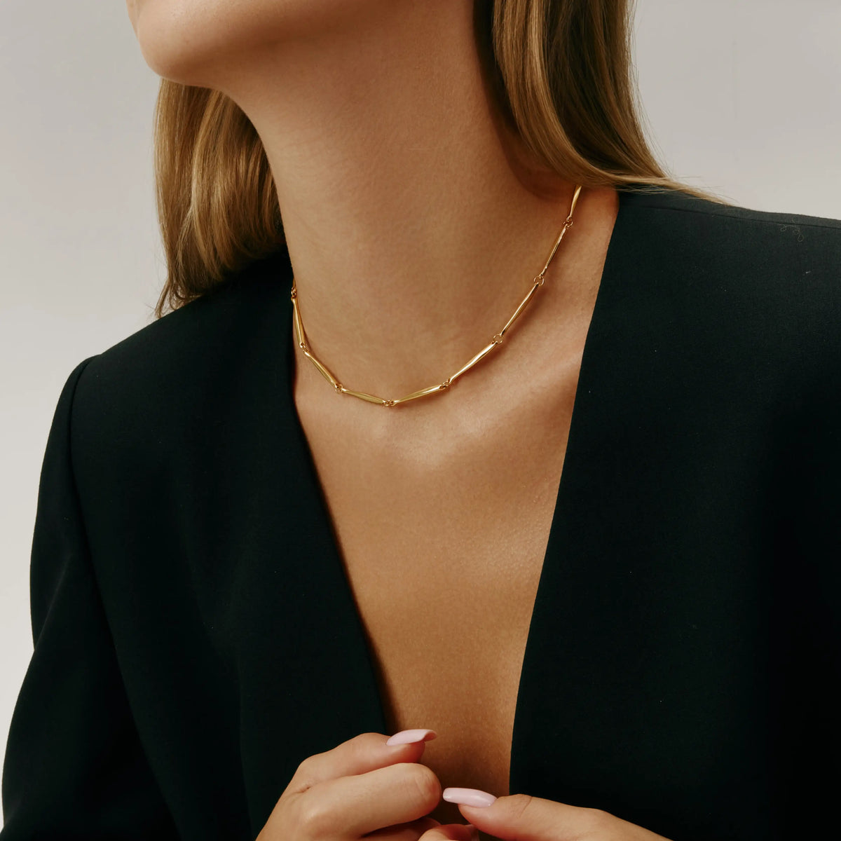 Sola Necklace Gold-Tone Textured Link Chain