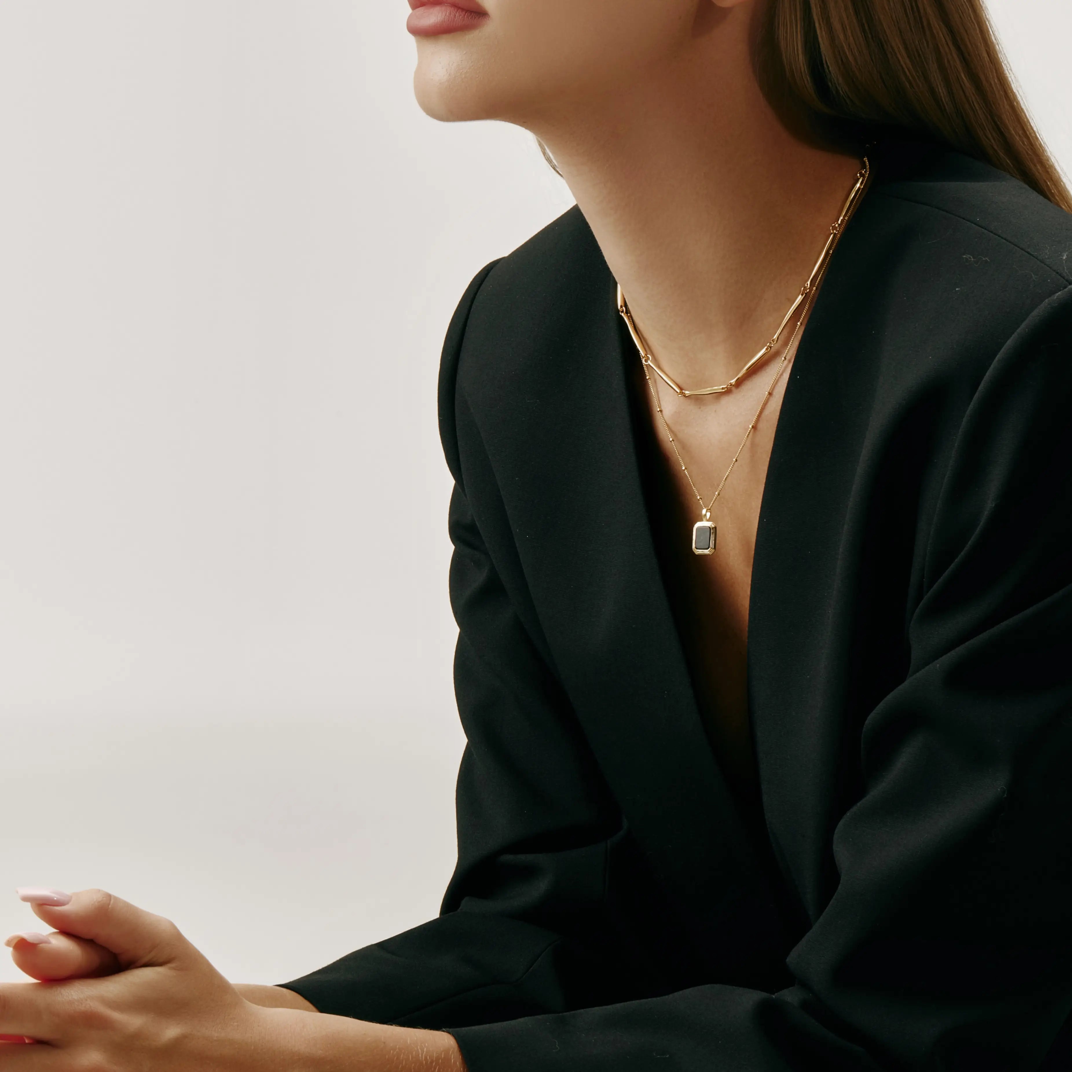 Sola Necklace Gold-Tone Textured Link Chain
