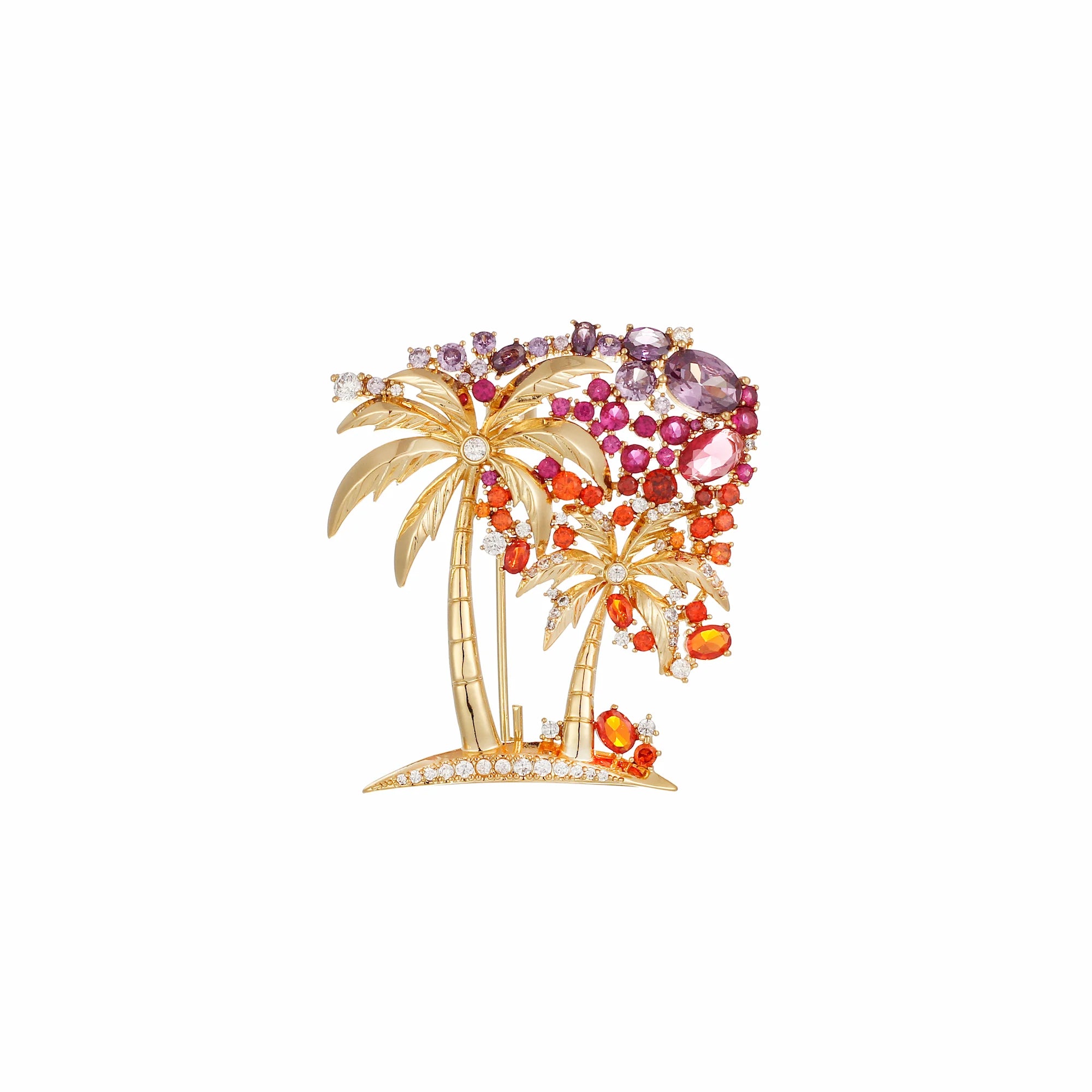Solara Palm Brooch: Sunset Over the Island
