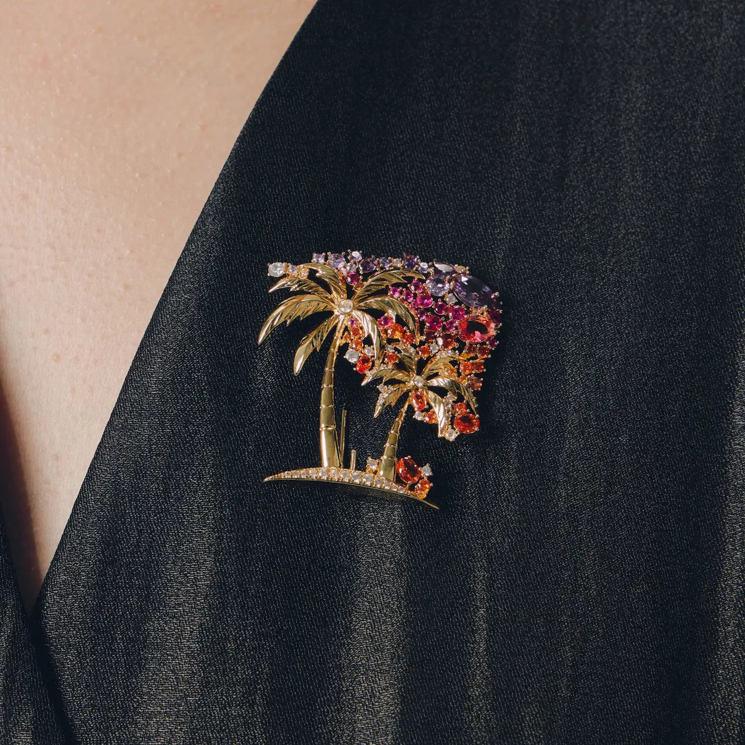Solara Palm Brooch: Sunset Over the Island