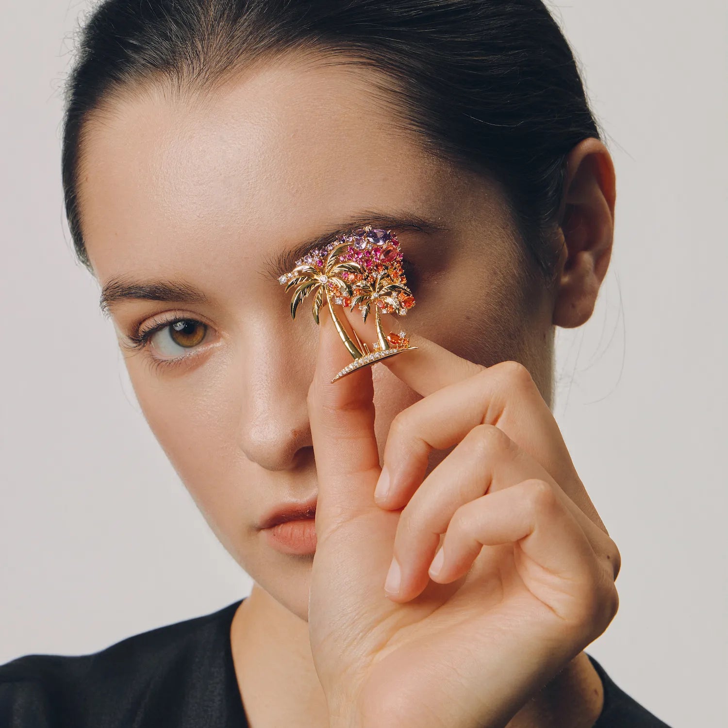 Solara Palm Brooch: Sunset Over the Island