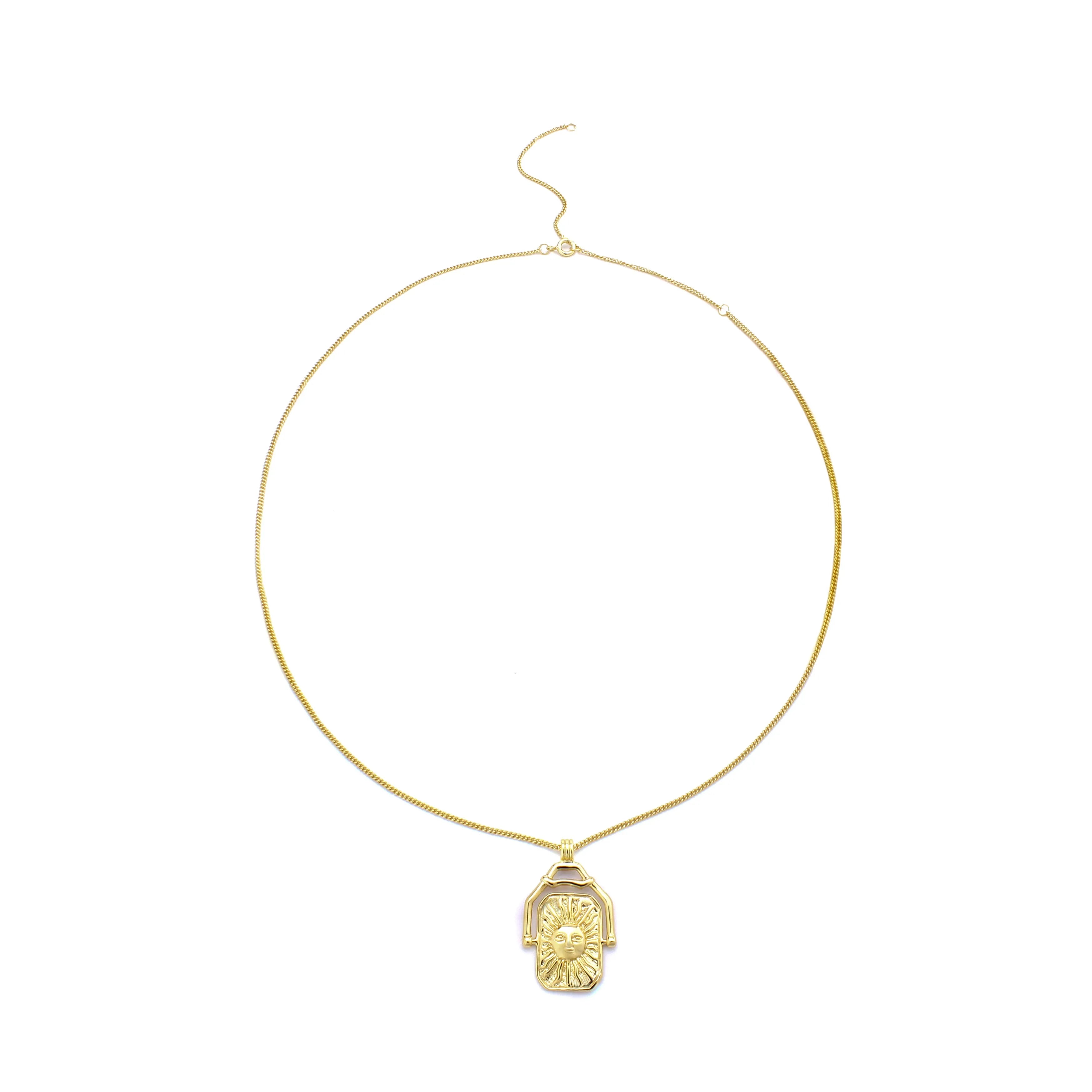 Solis Necklace Gold Sun Medallion Pendant Necklace