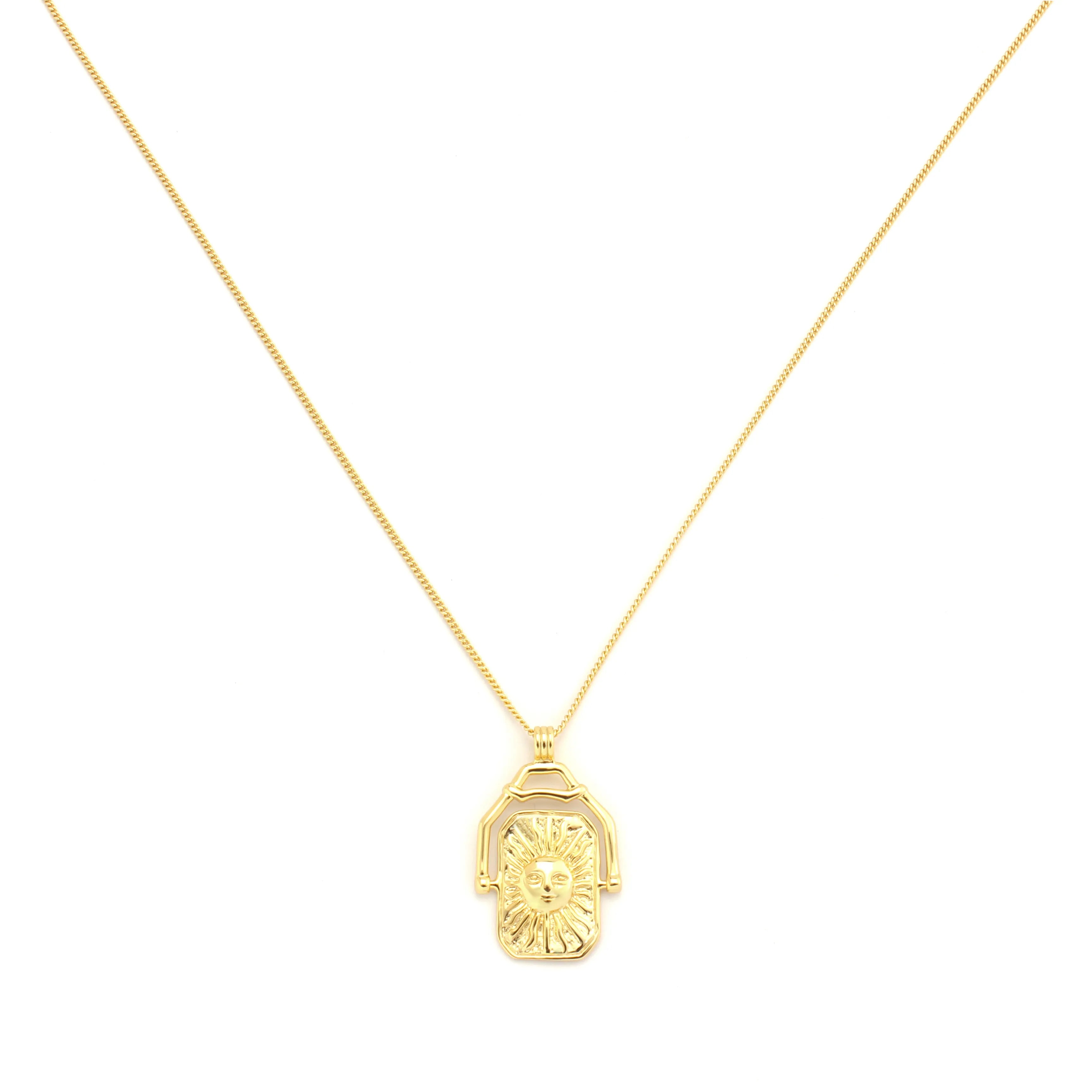Solis Necklace Gold Sun Medallion Pendant Necklace