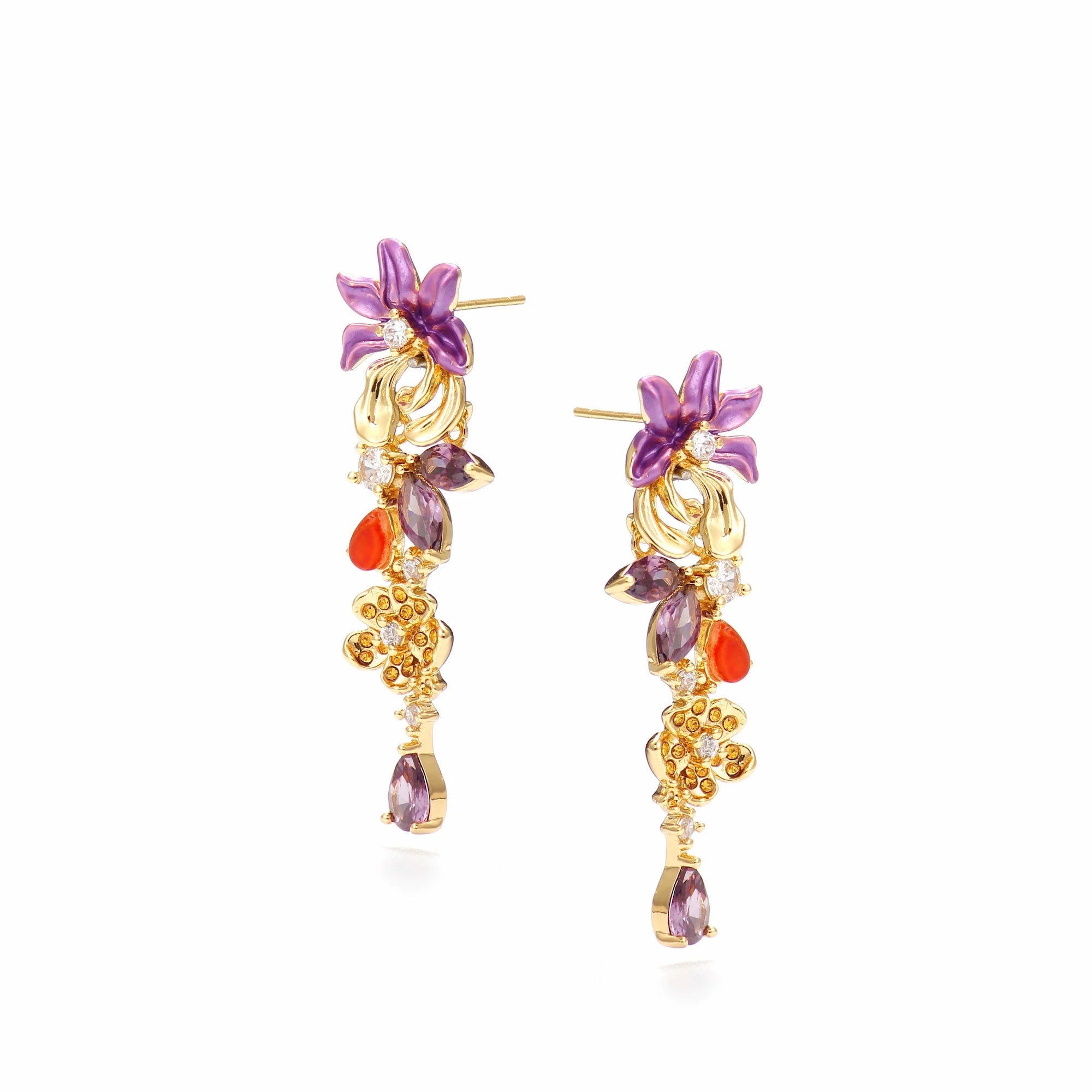 Wisteria Garden Drop Earrings — Petals in Motion