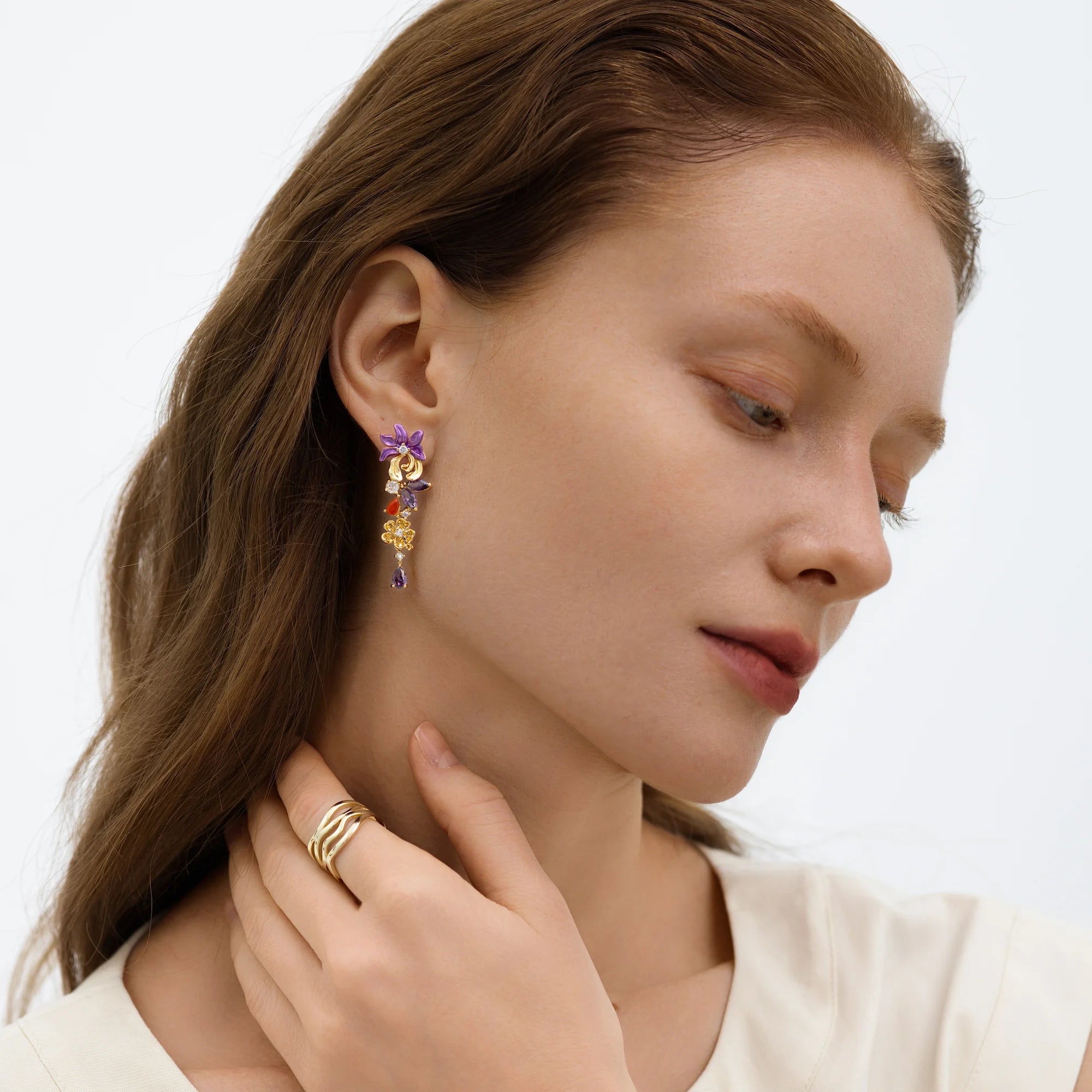 Wisteria Garden Drop Earrings — Petals in Motion
