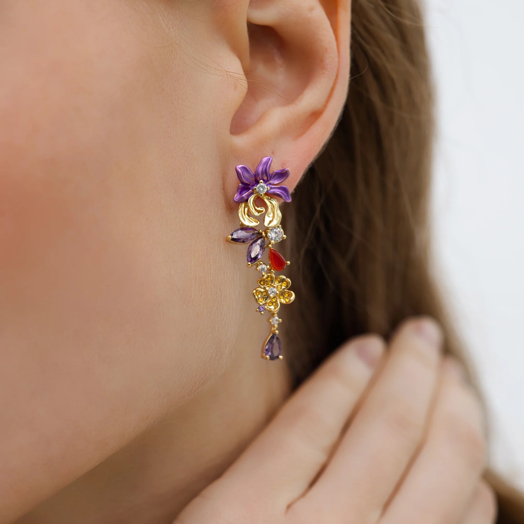 Wisteria Garden Drop Earrings — Petals in Motion